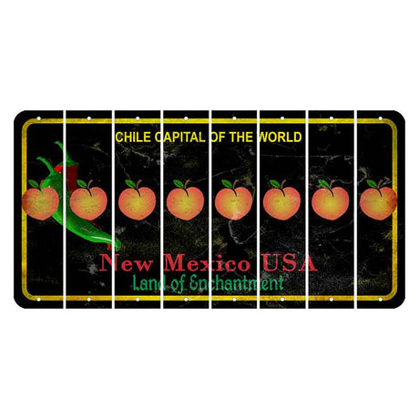 New Mexico Black Chile Cut License Plate Strips (Set of 8) Peach