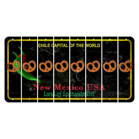 New Mexico Black Chile Cut License Plate Strips (Set of 8) Pretzel