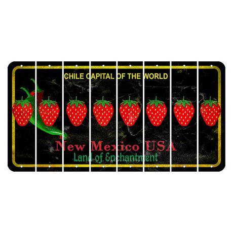 New Mexico Black Chile Cut License Plate Strips (Set of 8) Strawberry