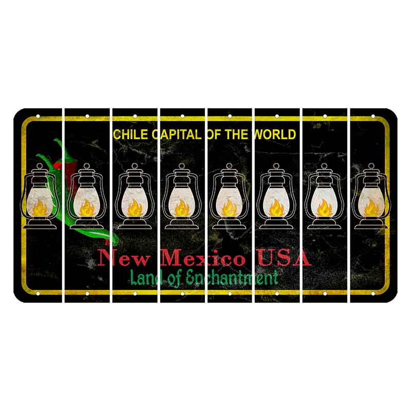 New Mexico Black Chile Cut License Plate Strips (Set of 8) Lantern