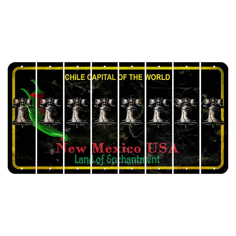 New Mexico Black Chile Cut License Plate Strips (Set of 8) Liberty Bell