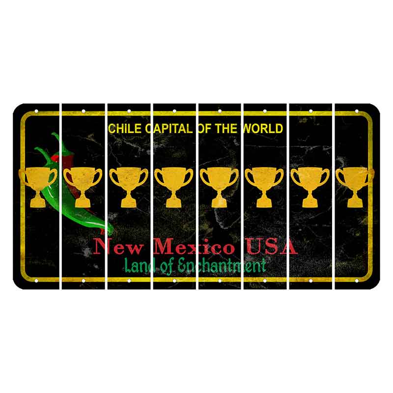 New Mexico Black Chile Cut License Plate Strips (Set of 8) Trophy