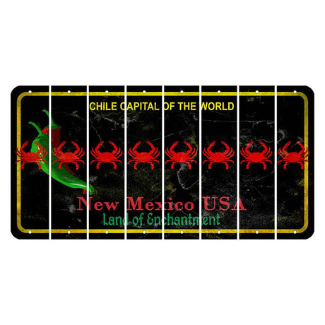 New Mexico Black Chile Cut License Plate Strips (Set of 8) Crab