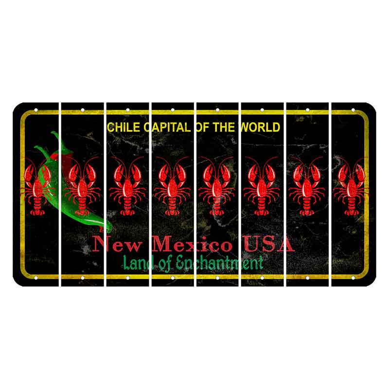 New Mexico Black Chile Cut License Plate Strips (Set of 8) Lobster