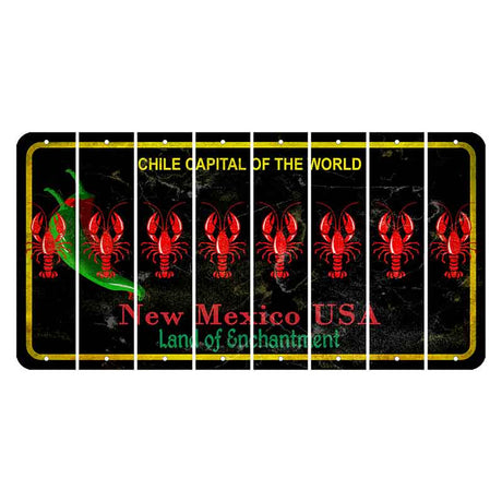 New Mexico Black Chile Cut License Plate Strips (Set of 8) Lobster