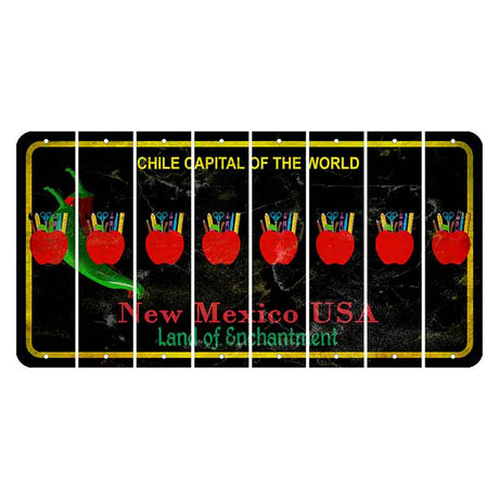 New Mexico Black Chile Cut License Plate Strips (Set of 8) Teacher Apple