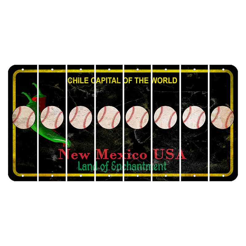 New Mexico Black Chile Cut License Plate Strips (Set of 8) Baseball