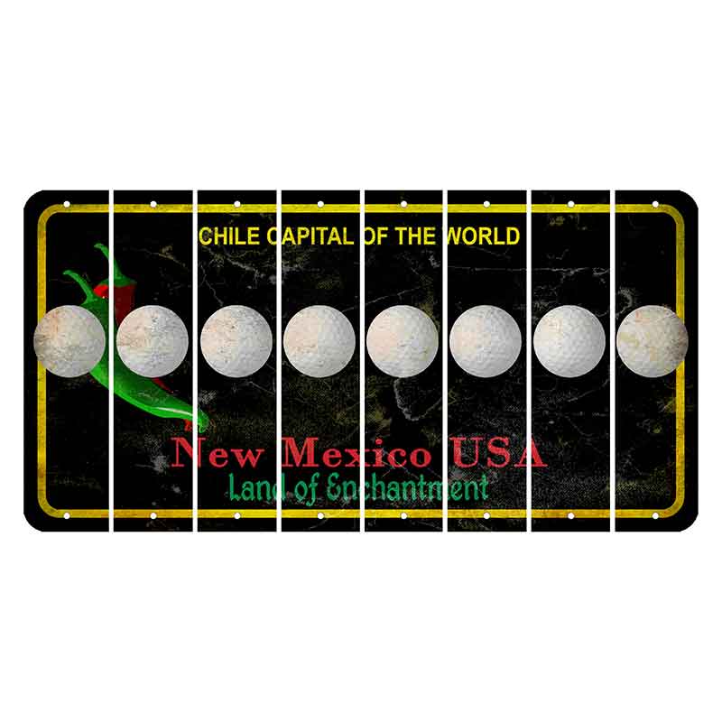 New Mexico Black Chile Cut License Plate Strips (Set of 8) Golfball