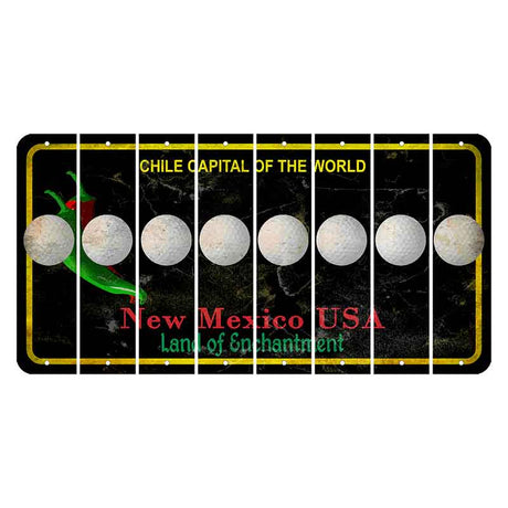 New Mexico Black Chile Cut License Plate Strips (Set of 8) Golfball