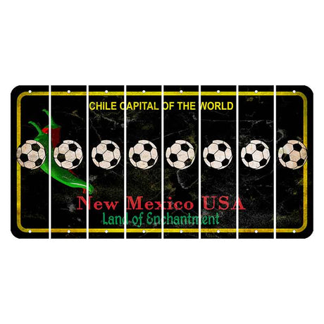 New Mexico Black Chile Cut License Plate Strips (Set of 8) Soccerball