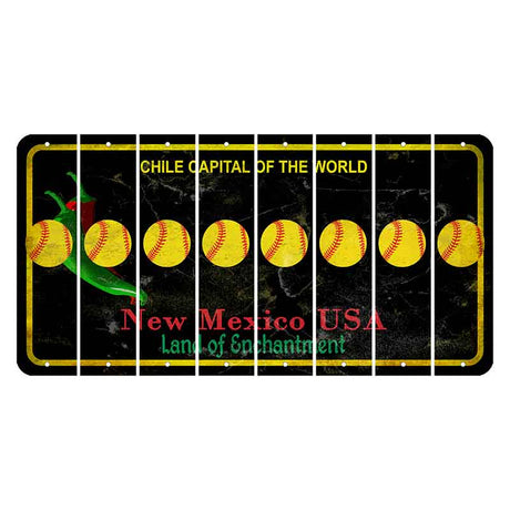 New Mexico Black Chile Cut License Plate Strips (Set of 8) Softball