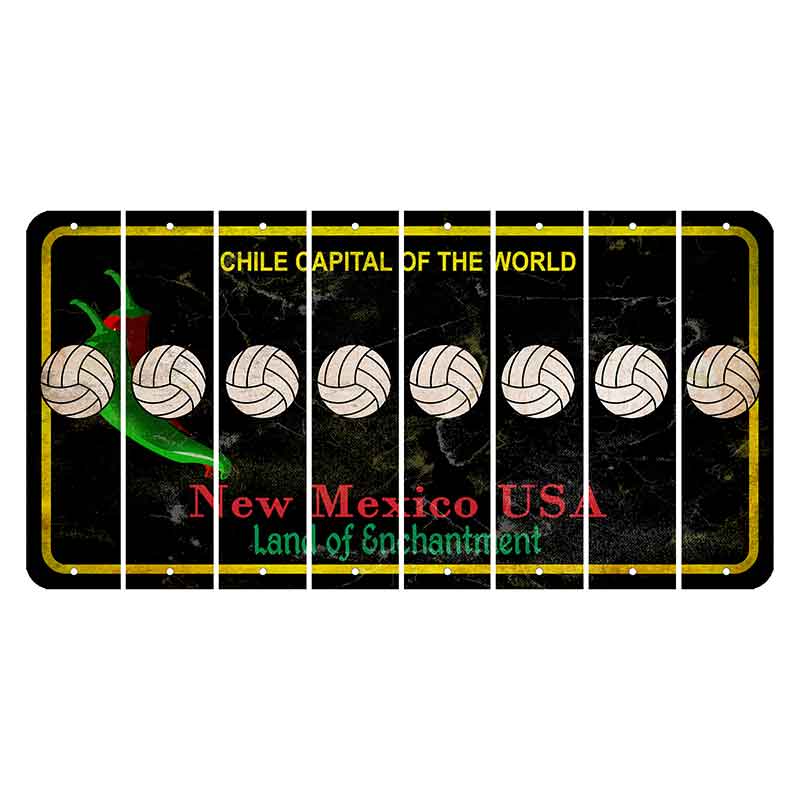 New Mexico Black Chile Cut License Plate Strips (Set of 8) Volleyball