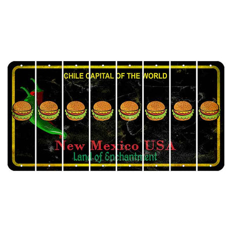 New Mexico Black Chile Cut License Plate Strips (Set of 8) Hamburger