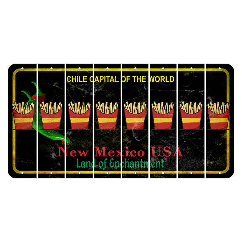 New Mexico Black Chile Cut License Plate Strips (Set of 8) French Fries