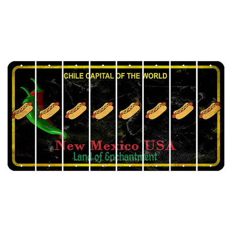 New Mexico Black Chile Cut License Plate Strips (Set of 8) Hotdog