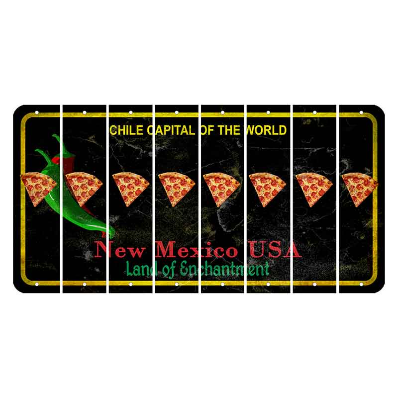 New Mexico Black Chile Cut License Plate Strips (Set of 8) Pizza