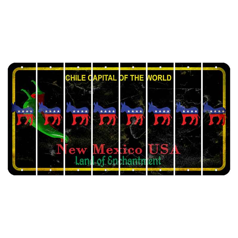 New Mexico Black Chile Cut License Plate Strips (Set of 8) Democrat