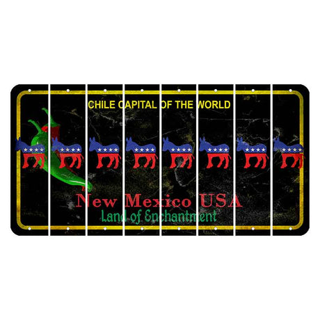 New Mexico Black Chile Cut License Plate Strips (Set of 8) Democrat