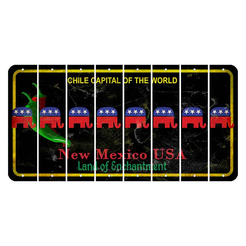 New Mexico Black Chile Cut License Plate Strips (Set of 8) Republican