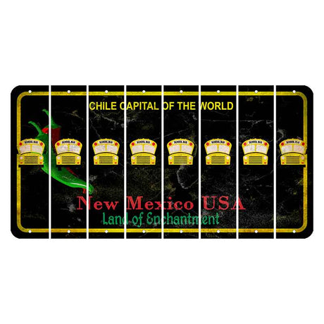 New Mexico Black Chile Cut License Plate Strips (Set of 8) School Bus