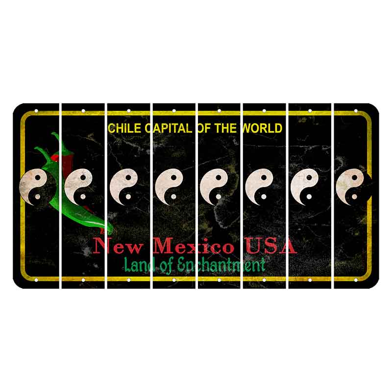 New Mexico Black Chile Cut License Plate Strips (Set of 8) Yin Yang