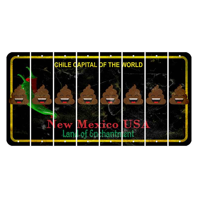 New Mexico Black Chile Cut License Plate Strips (Set of 8) Emoji - Poop