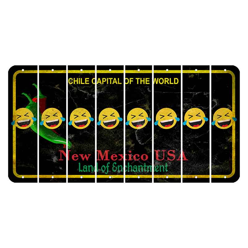 New Mexico Black Chile Cut License Plate Strips (Set of 8) Emoji - Laughing