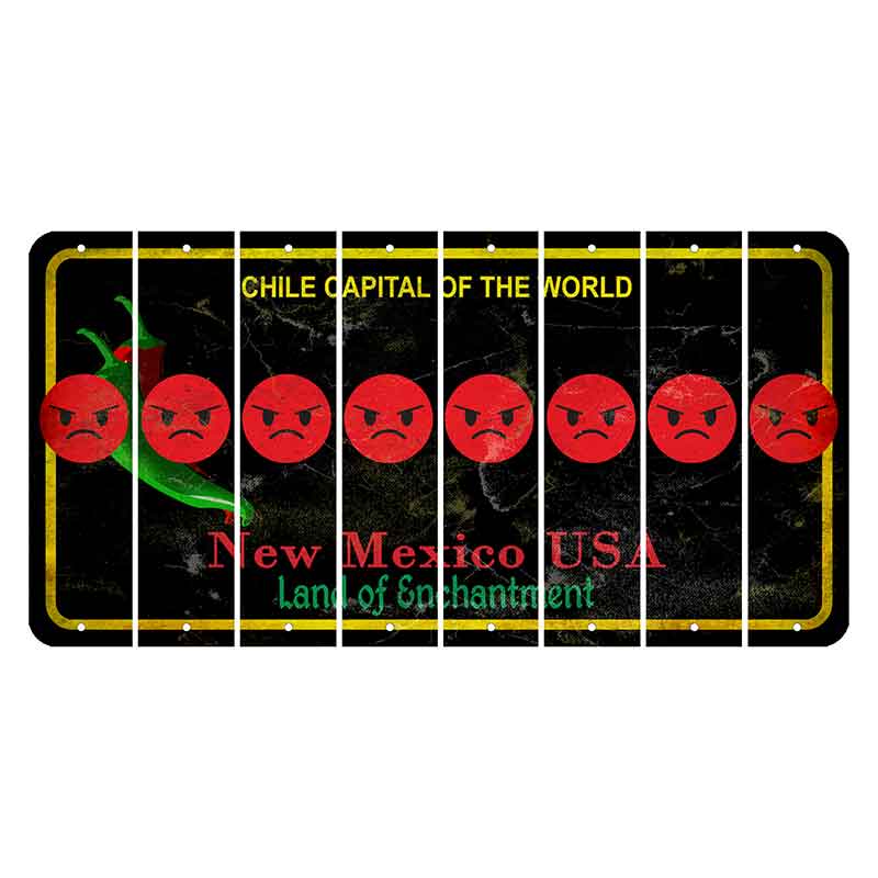 New Mexico Black Chile Cut License Plate Strips (Set of 8) Emoji - Angry