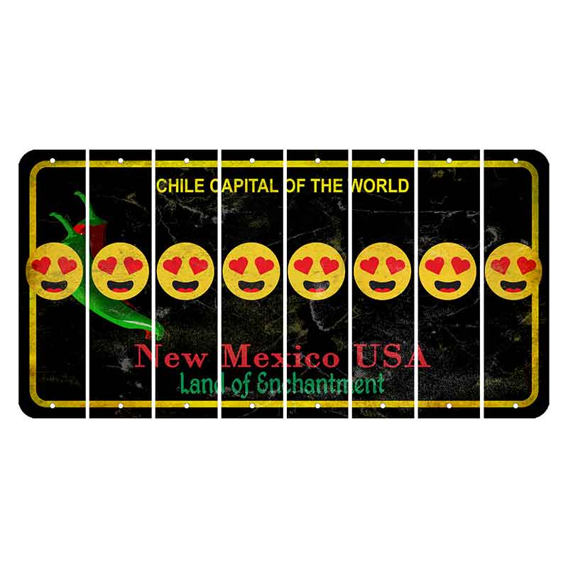 New Mexico Black Chile Cut License Plate Strips (Set of 8) Emoji - Heart Eyes