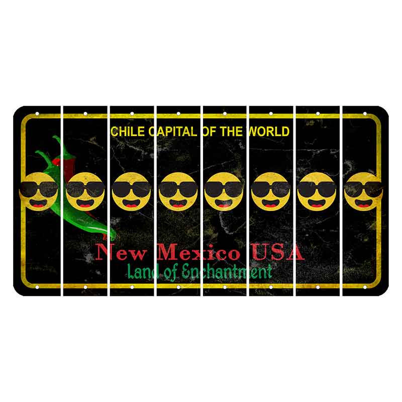 New Mexico Black Chile Cut License Plate Strips (Set of 8) Emoji - Shades