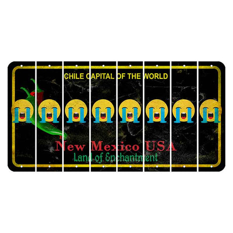 New Mexico Black Chile Cut License Plate Strips (Set of 8) Emoji - Crying