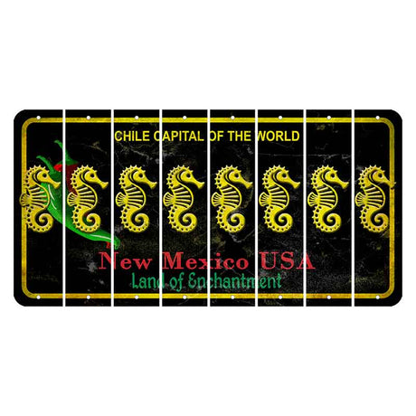 New Mexico Black Chile Cut License Plate Strips (Set of 8) Seahorse