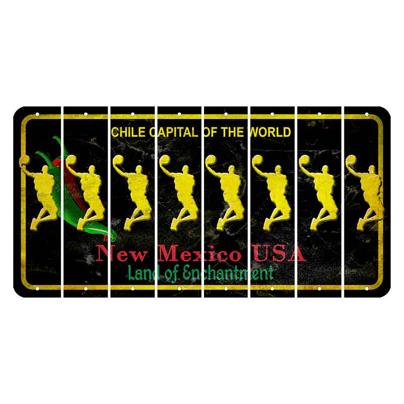 New Mexico Black Chile Cut License Plate Strips (Set of 8) Basketball Player