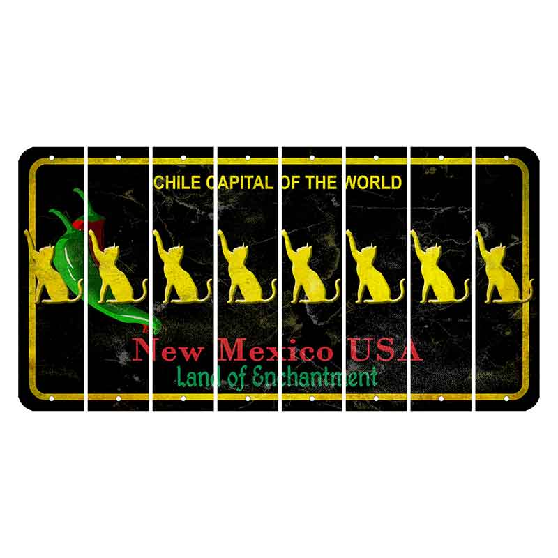 New Mexico Black Chile Cut License Plate Strips (Set of 8) Cat