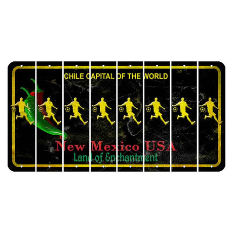 New Mexico Black Chile Cut License Plate Strips (Set of 8) Soccer Player