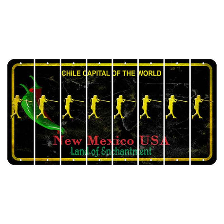 New Mexico Black Chile Cut License Plate Strips (Set of 8) Softball Batter