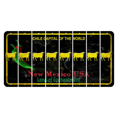 New Mexico Black Chile Cut License Plate Strips (Set of 8) Dairy Cow