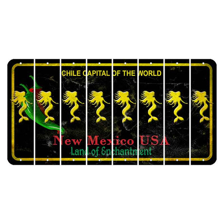 New Mexico Black Chile Cut License Plate Strips (Set of 8) Mermaid