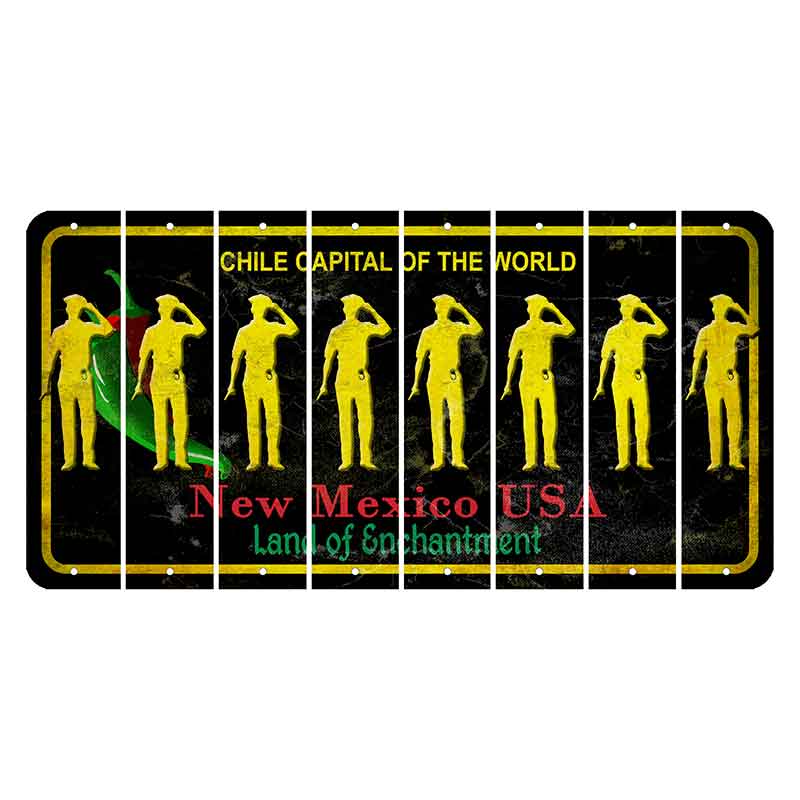 New Mexico Black Chile Cut License Plate Strips (Set of 8) Police Officer