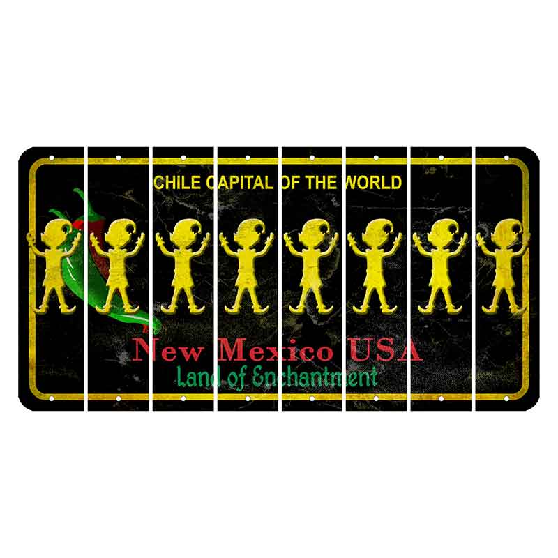 New Mexico Black Chile Cut License Plate Strips (Set of 8) Elf