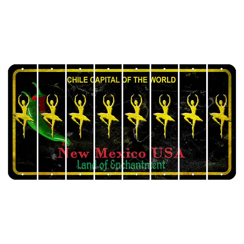 New Mexico Black Chile Cut License Plate Strips (Set of 8) Ballerina Dancer