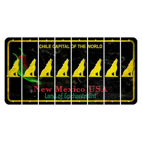 New Mexico Black Chile Cut License Plate Strips (Set of 8) Howling Wolf