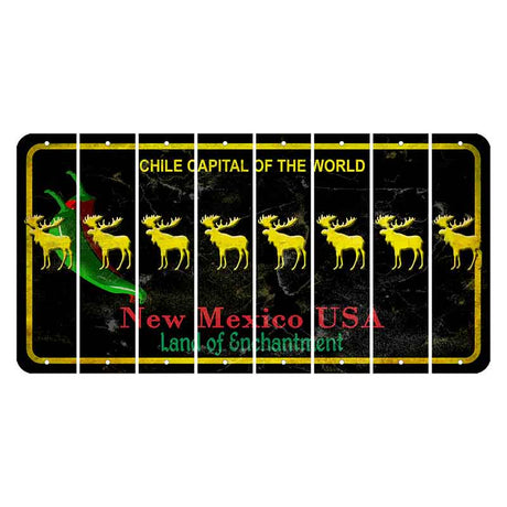 New Mexico Black Chile Cut License Plate Strips (Set of 8) Moose