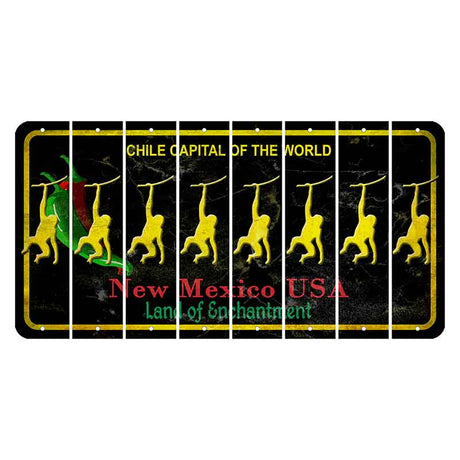 New Mexico Black Chile Cut License Plate Strips (Set of 8) Monkey