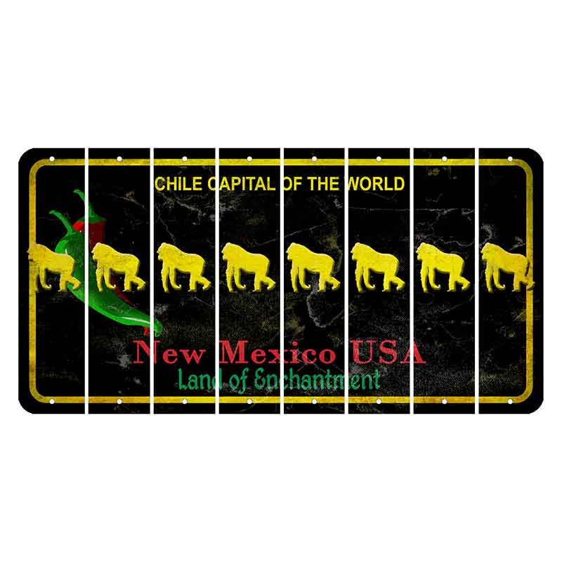 New Mexico Black Chile Cut License Plate Strips (Set of 8) Gorilla