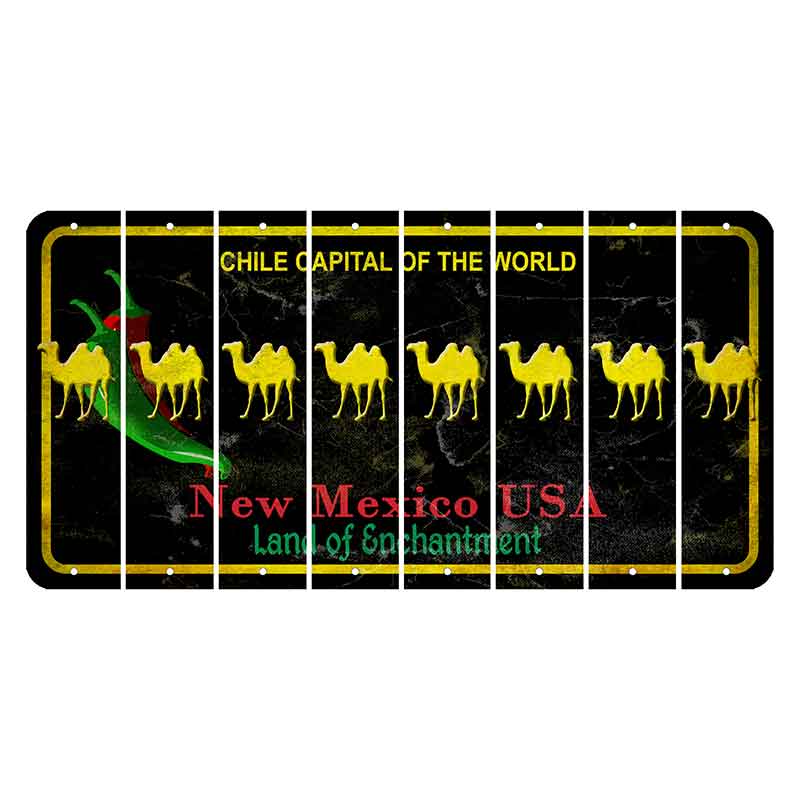 New Mexico Black Chile Cut License Plate Strips (Set of 8) Camel