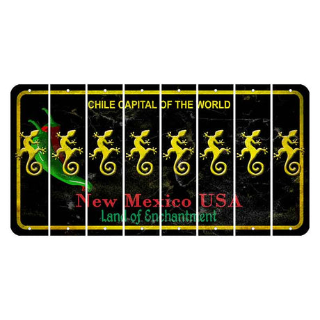 New Mexico Black Chile Cut License Plate Strips (Set of 8) Gecko