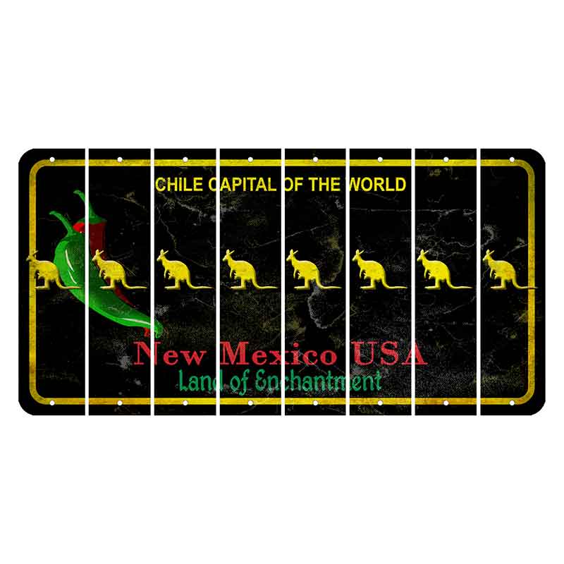 New Mexico Black Chile Cut License Plate Strips (Set of 8) Kangaroo