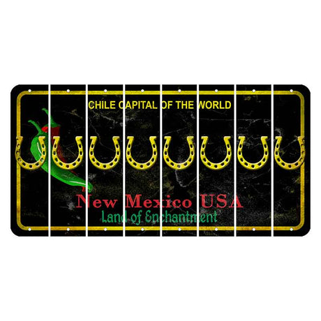 New Mexico Black Chile Cut License Plate Strips (Set of 8) Horseshoe