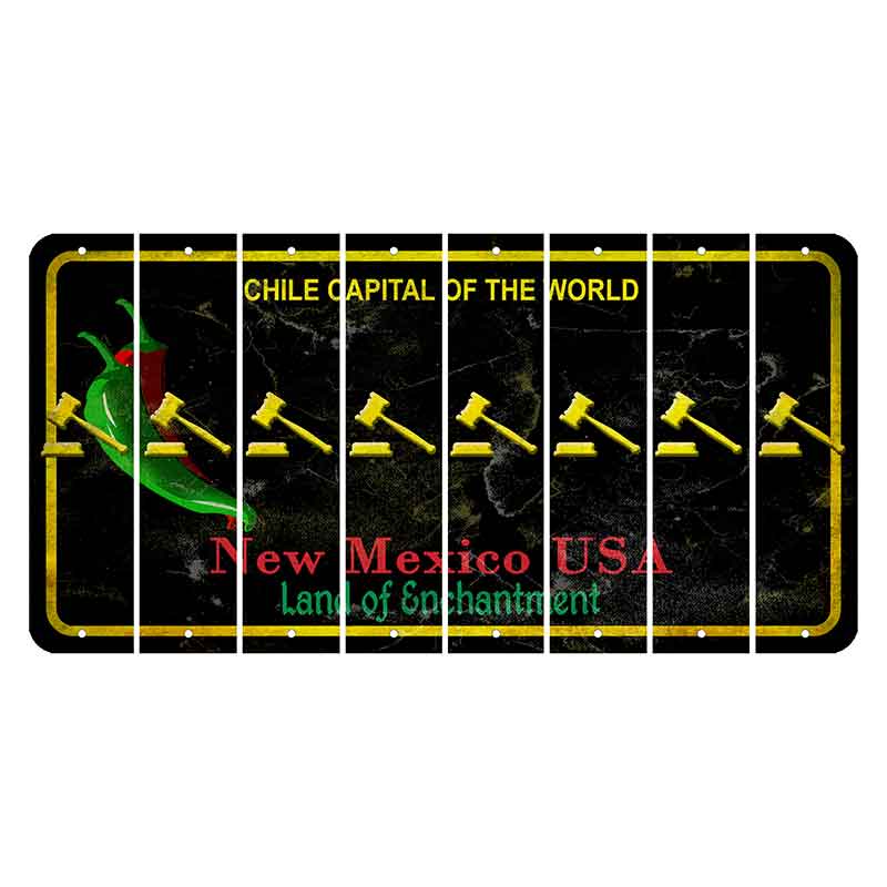 New Mexico Black Chile Cut License Plate Strips (Set of 8) Gavel